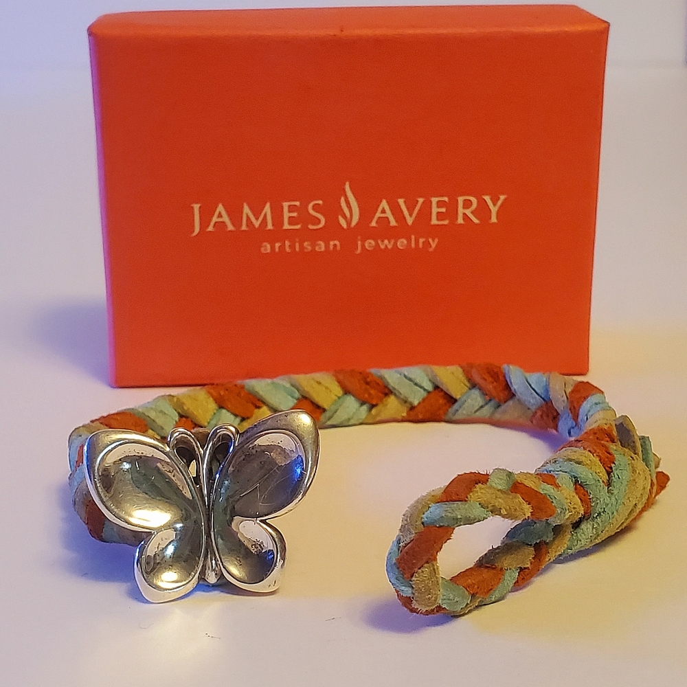 James Avery Retired Butterfly Woven Leather Bracelet - Picture 4 of 16
